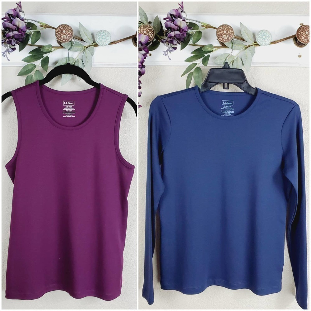 LL Bean Knit Set Supima Cotton Tank & Sweater Top